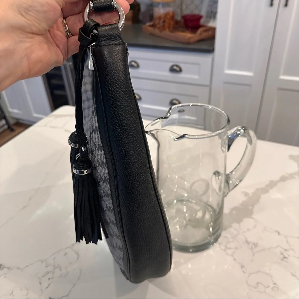 Michael Kors Lydia Large Hobo Bag Purse Signature MK Logo Black Shoulder Bag NEW - Picture 7 of 16